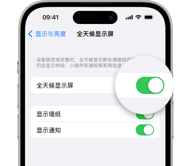 宝清苹果15预约维修分享iPhone15如何设置全天候显示屏幕可见 